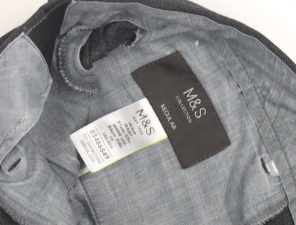Marks and Spencer Men's Grey Regular Fit Trousers