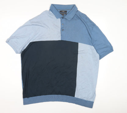 Marks & Spencer Men's Blue 2XL Polo Shirt, Colourblock