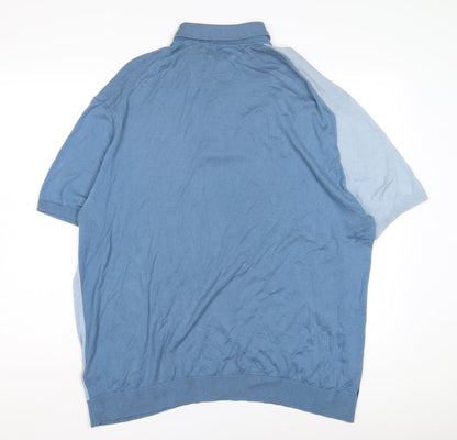 Marks & Spencer Men's Blue 2XL Polo Shirt, Colourblock