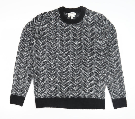 Marks and Spencer Mens Black Geometric Pullover Jumper M