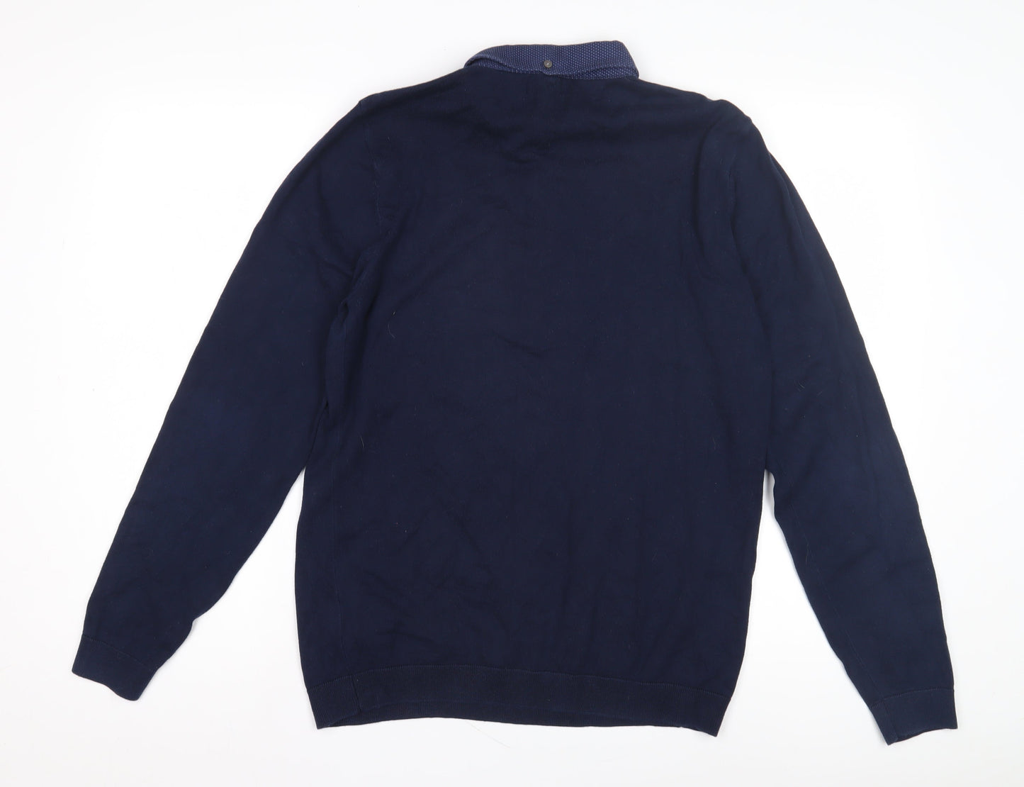 Next Men's Blue Long Sleeve Polo Shirt Size M