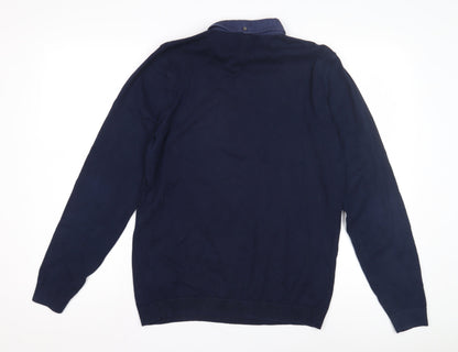 Next Men's Blue Long Sleeve Polo Shirt Size M