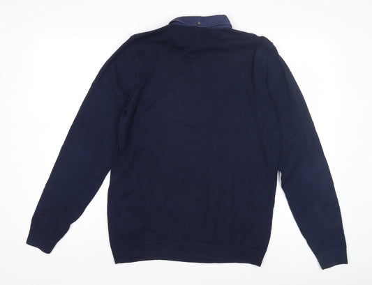 Next Men's Blue Long Sleeve Polo Shirt Size M