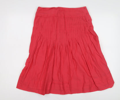 Marks and Spencer Women's Red Pleated Cotton Skirt Size 8