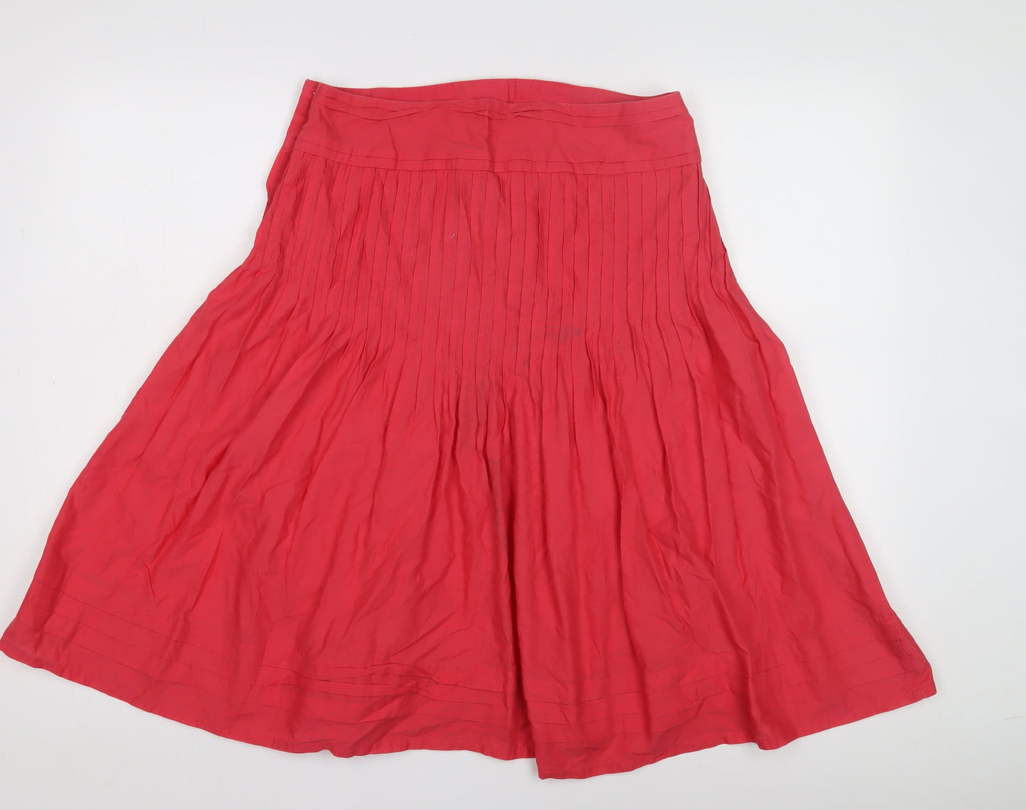 Marks and Spencer Women's Red Pleated Cotton Skirt Size 8
