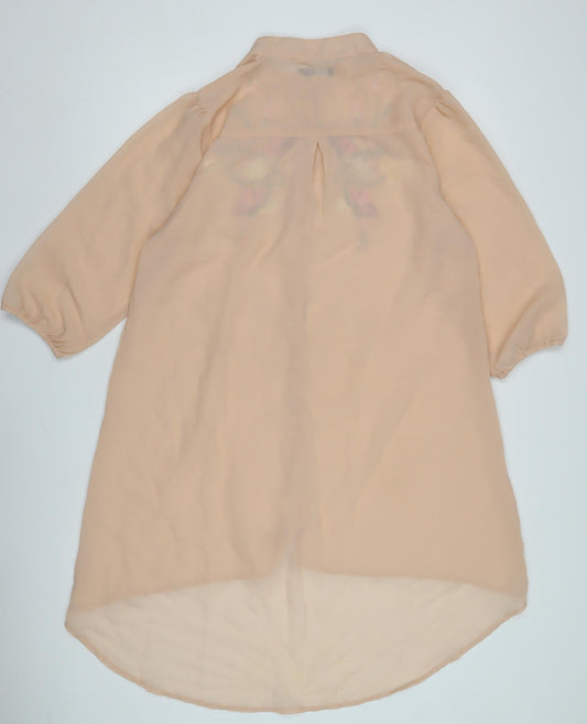 Boohoo Women's Beige Embroidered Shirt Dress Size 16