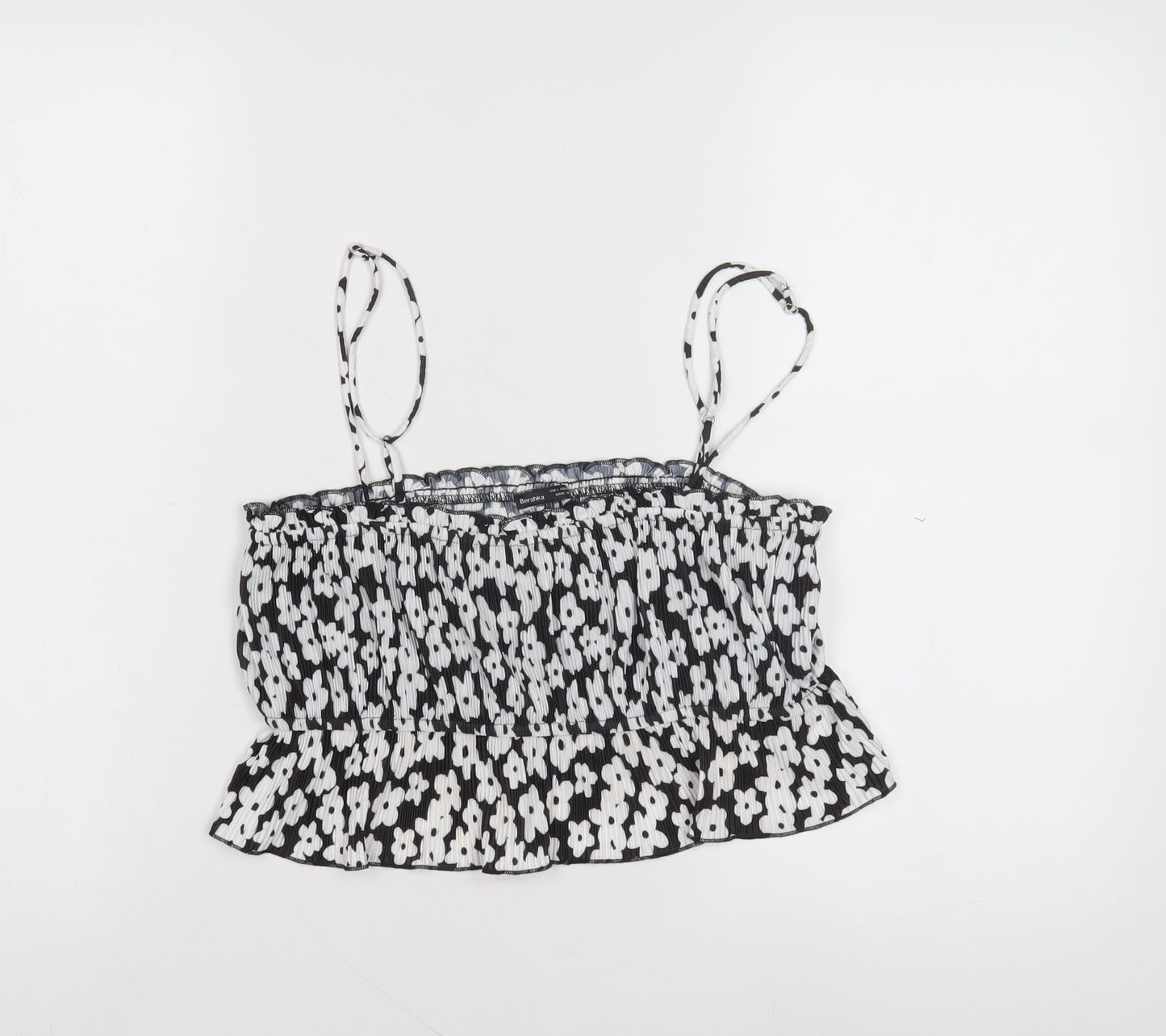 Bershka Women's Black Floral Camisole Size 12