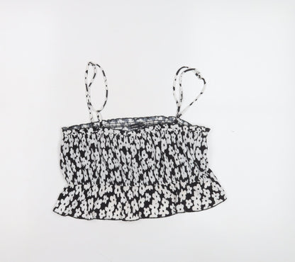 Bershka Women's Black Floral Camisole Size 12