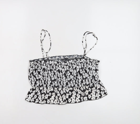 Bershka Women's Black Floral Camisole Size 12