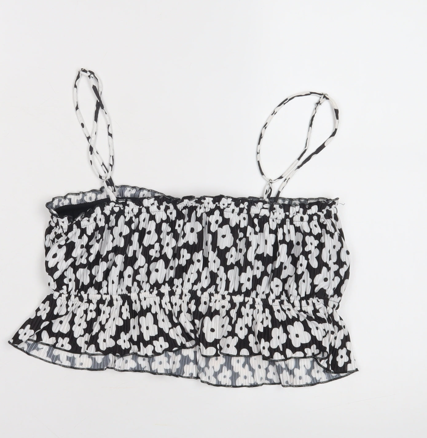 Bershka Women's Black Floral Camisole Size 12