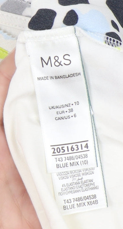 Womens UK Size 10 Marks and Spencer Multicoloured Basic T-Shirt