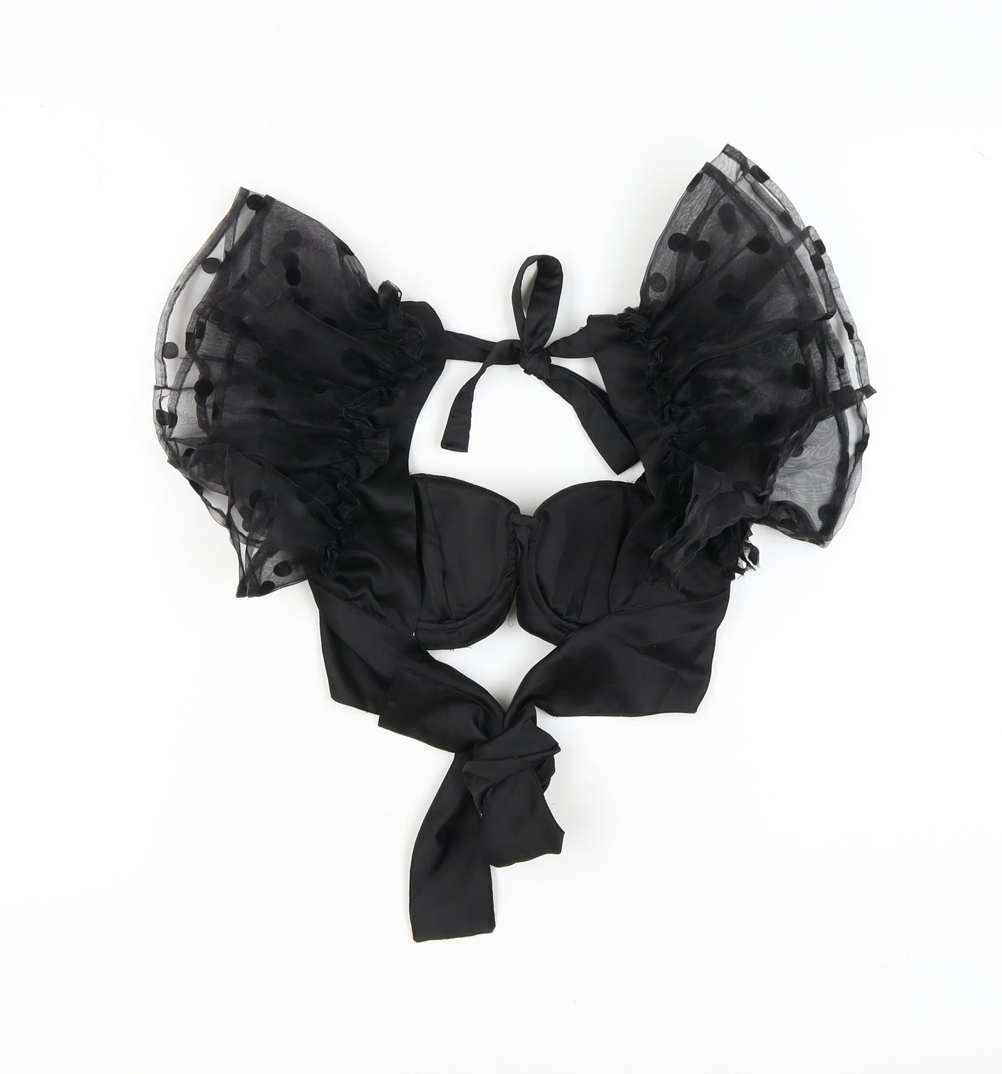 Boohoo Women’s Black Cropped Puff Sleeve Top, Size 6