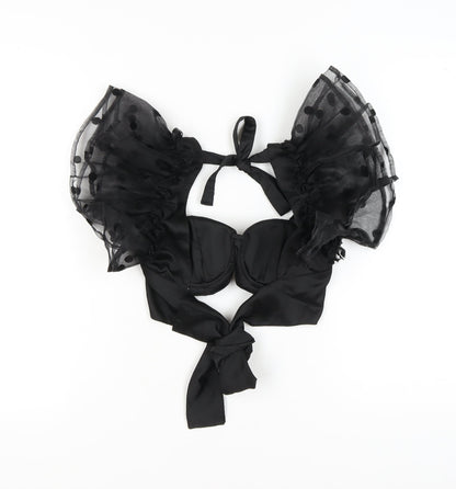 Boohoo Women’s Black Cropped Puff Sleeve Top, Size 6