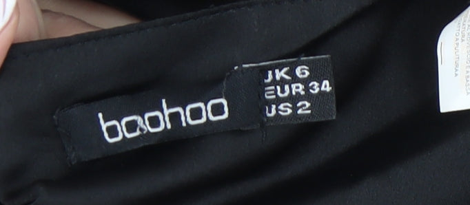 Boohoo Women’s Black Cropped Puff Sleeve Top, Size 6