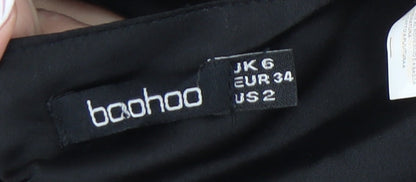 Boohoo Women’s Black Cropped Puff Sleeve Top, Size 6