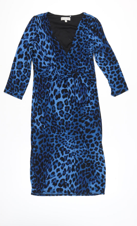 Per Una Women's Blue Animal Print Wrap Dress Size 12