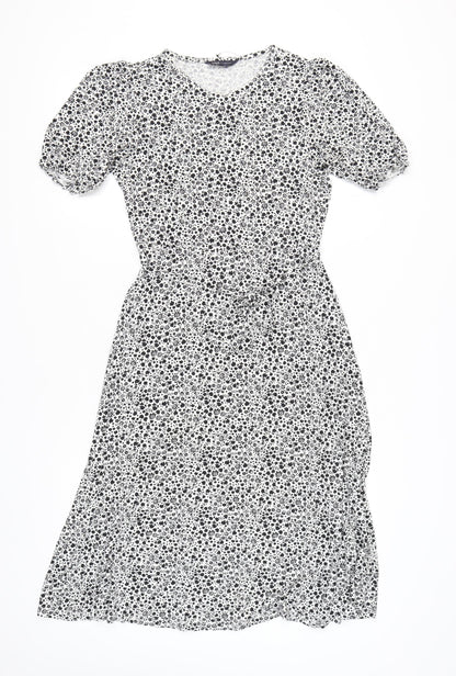 Marks and Spencer Women’s Black Floral Midi Dress Size 12