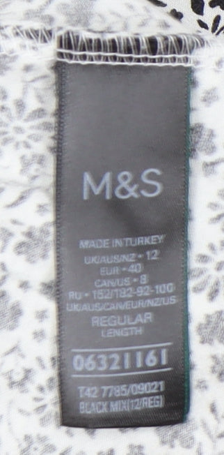 Marks and Spencer Women’s Black Floral Midi Dress Size 12