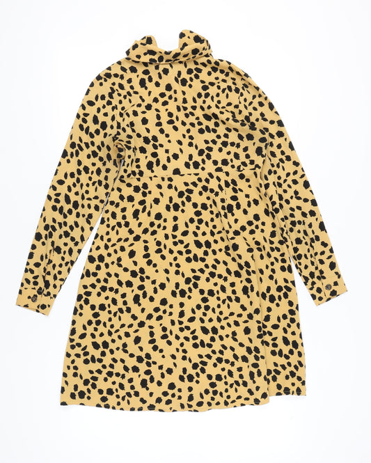 Wednesday's Girl Women's Yellow XS Animal Print Shirt Dress