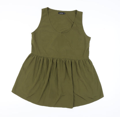 Womens UK Size 10 Boohoo Green Tunic Blouse