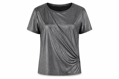 Womens UK Size 10 Warehouse Silver Basic T-Shirt