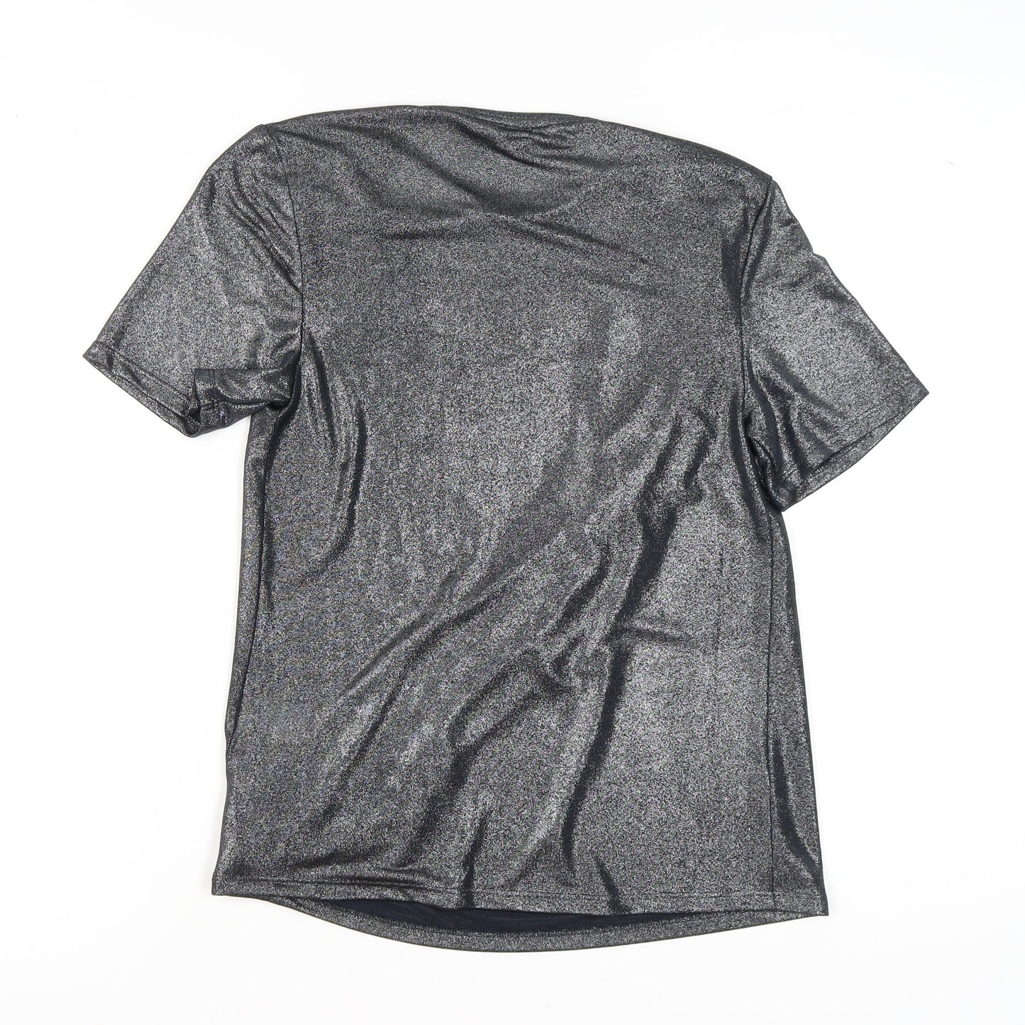 Womens UK Size 10 Warehouse Silver Basic T-Shirt