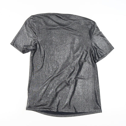 Womens UK Size 10 Warehouse Silver Basic T-Shirt