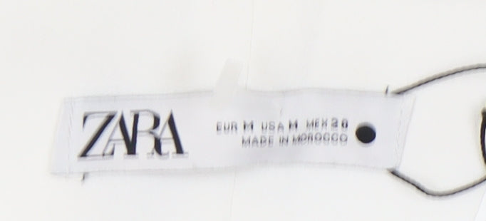Womens UK Size M Zara Regular Fit Wide-Leg White Trousers