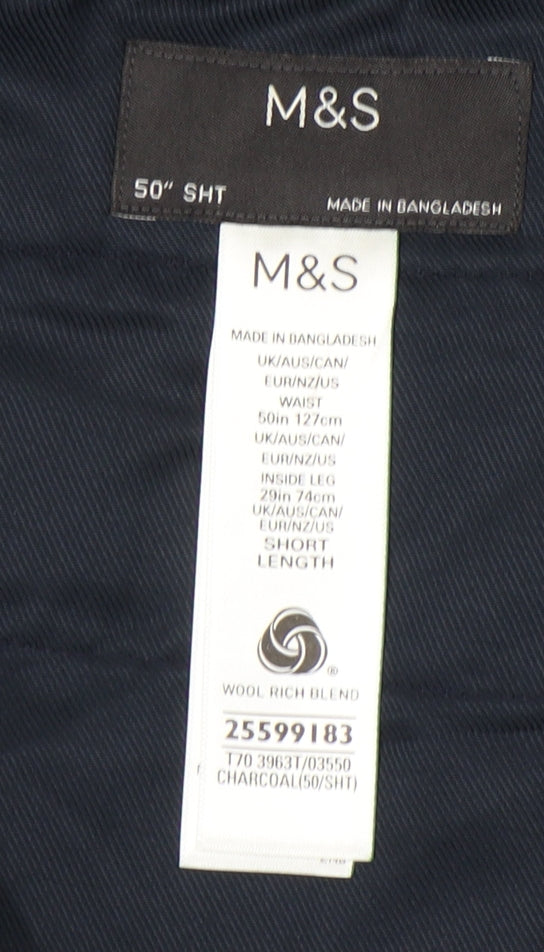 Men's M&S Grey Dress Pants 50 SHT Formal Trousers