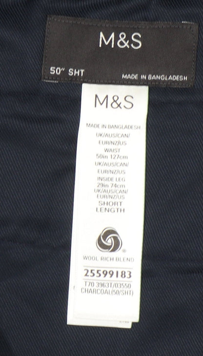 Men's M&S Grey Dress Pants 50 SHT Formal Trousers