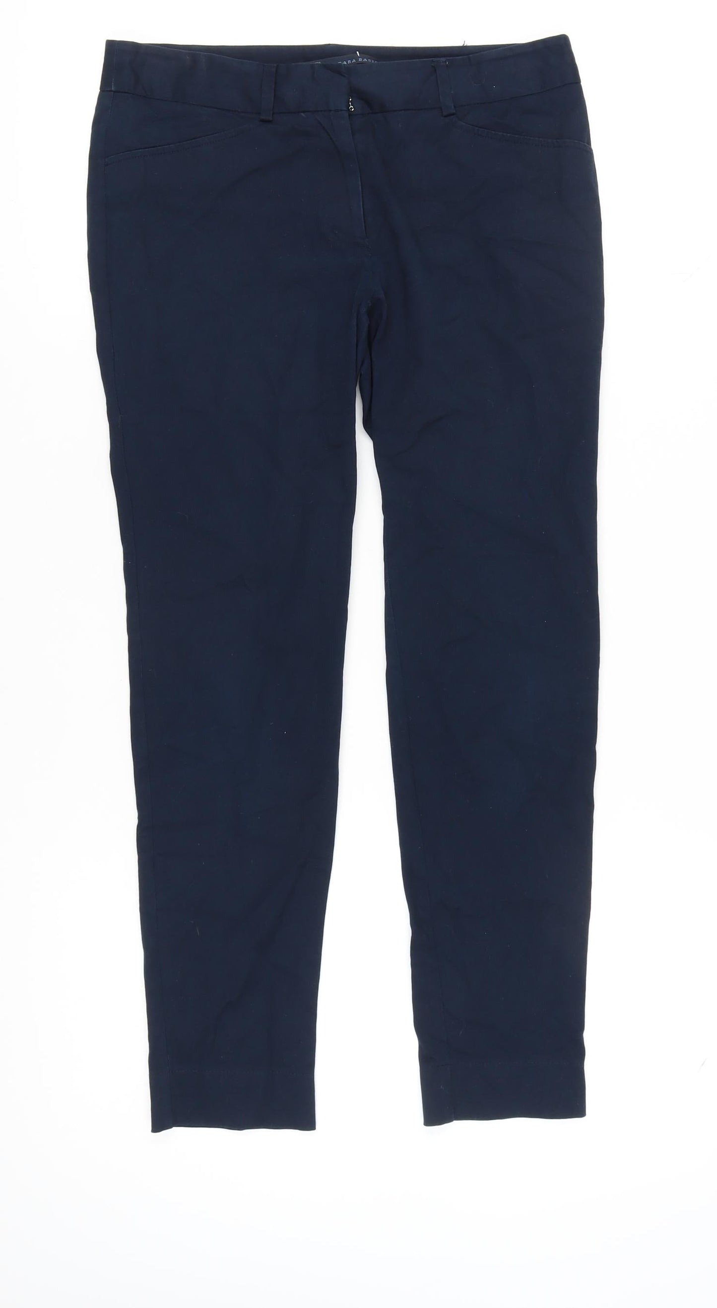 Womens UK Size 10 Zara Regular Fit Casual Business Blue Trousers