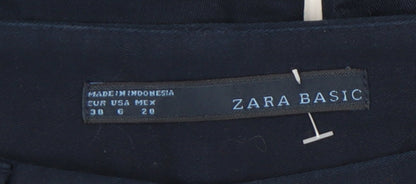 Womens UK Size 10 Zara Regular Fit Casual Business Blue Trousers