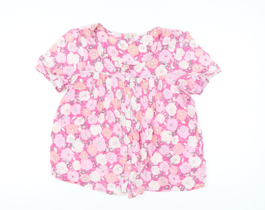 Cotton Traders Women's Pink Floral Blouse Size 16