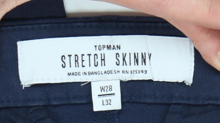 Unisex Adultss UK Size 16 Topman Slim Fit Skinny Blue Trousers