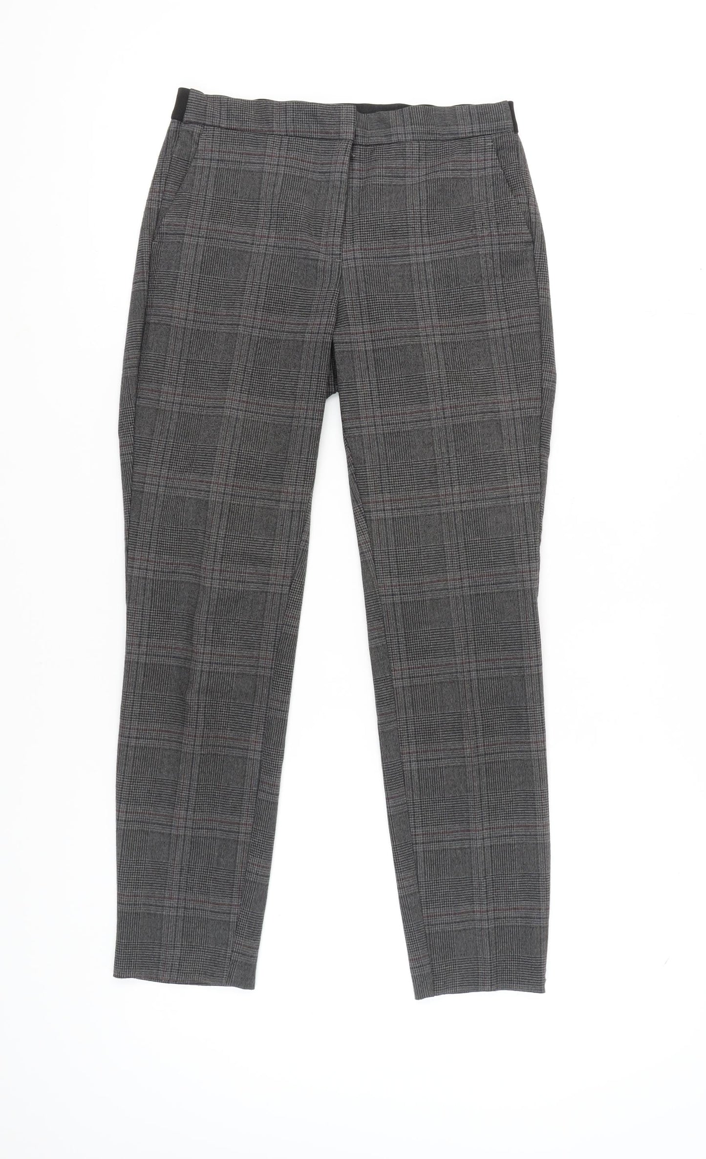 Zara Basic Grey Check Women's Trousers, Size S