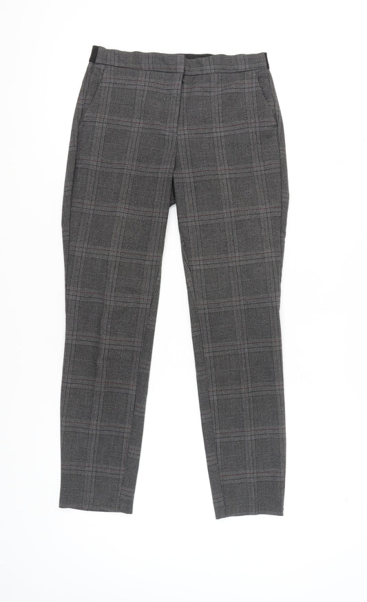 Zara Basic Grey Check Women's Trousers, Size S