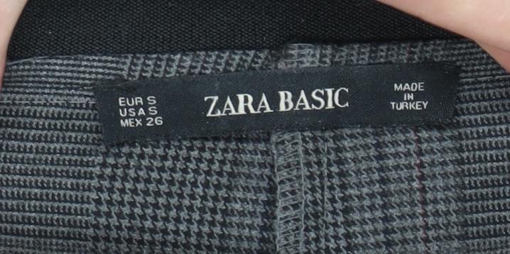 Zara Basic Grey Check Women's Trousers, Size S