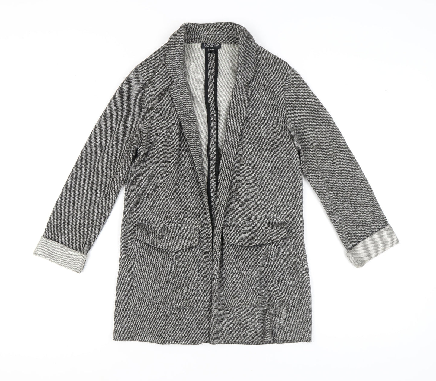 Topshop Women's Grey Blazer, Size 8, Casual Mid-Length