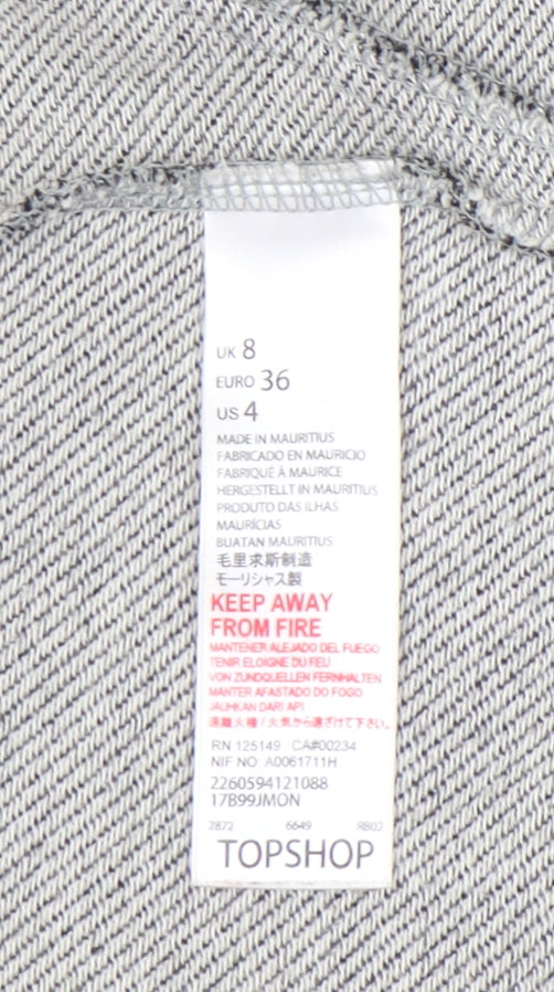 Topshop Women's Grey Blazer, Size 8, Casual Mid-Length