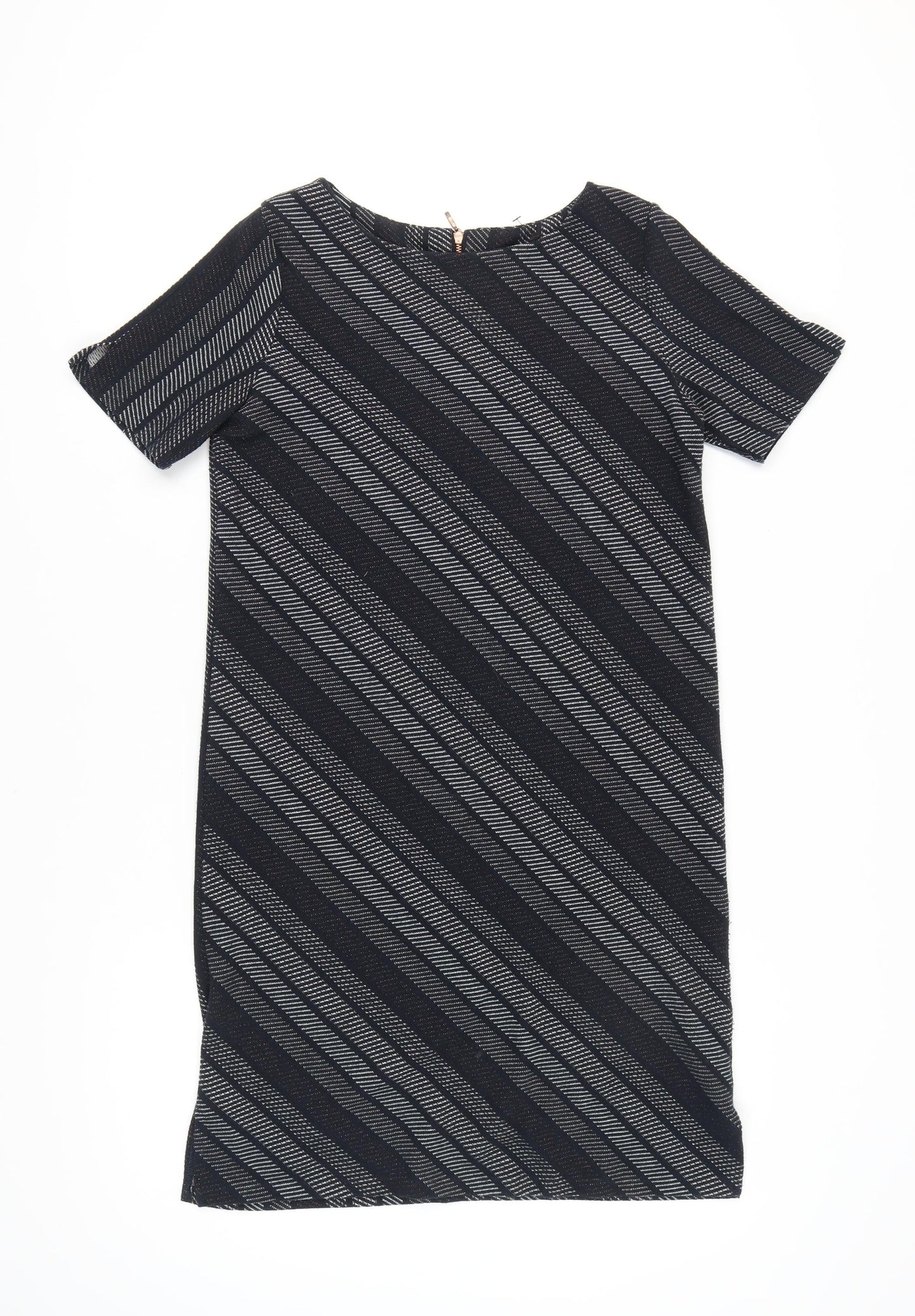 Next Women's Black Striped Shift Dress, Size 10