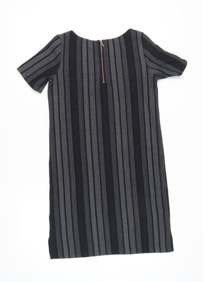 Next Women's Black Striped Shift Dress, Size 10