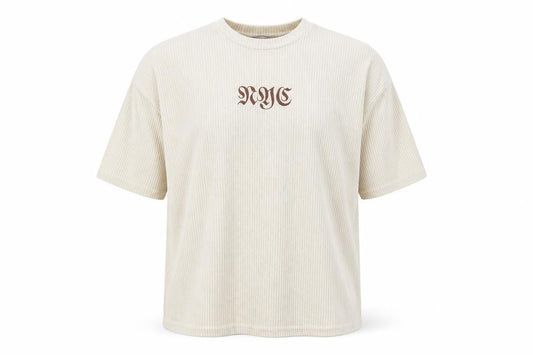Front view of ASOS Men's Beige M Striped T-Shirt, Crew Neck