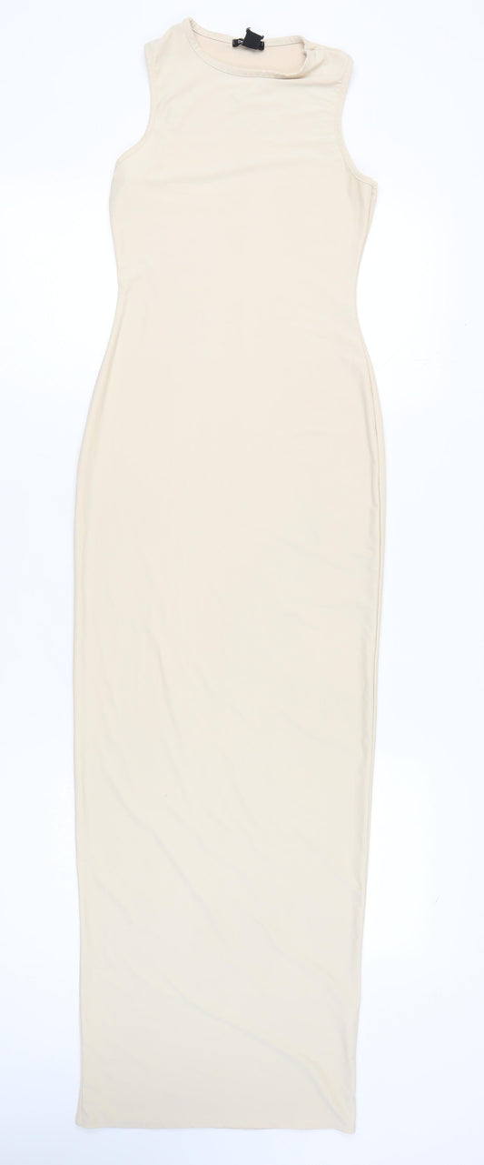 Boohoo Women's Beige Bodycon Dress Size 6