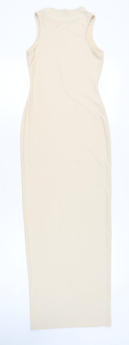 Boohoo Women's Beige Bodycon Dress Size 6