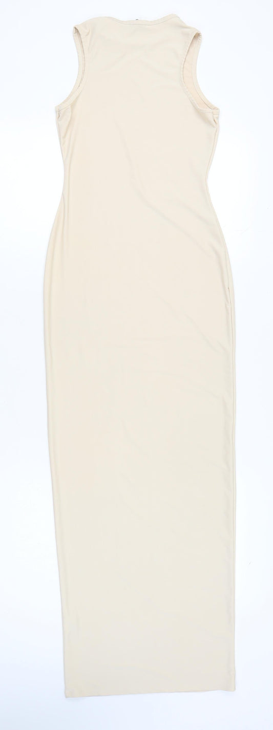 Boohoo Women's Beige Bodycon Dress Size 6