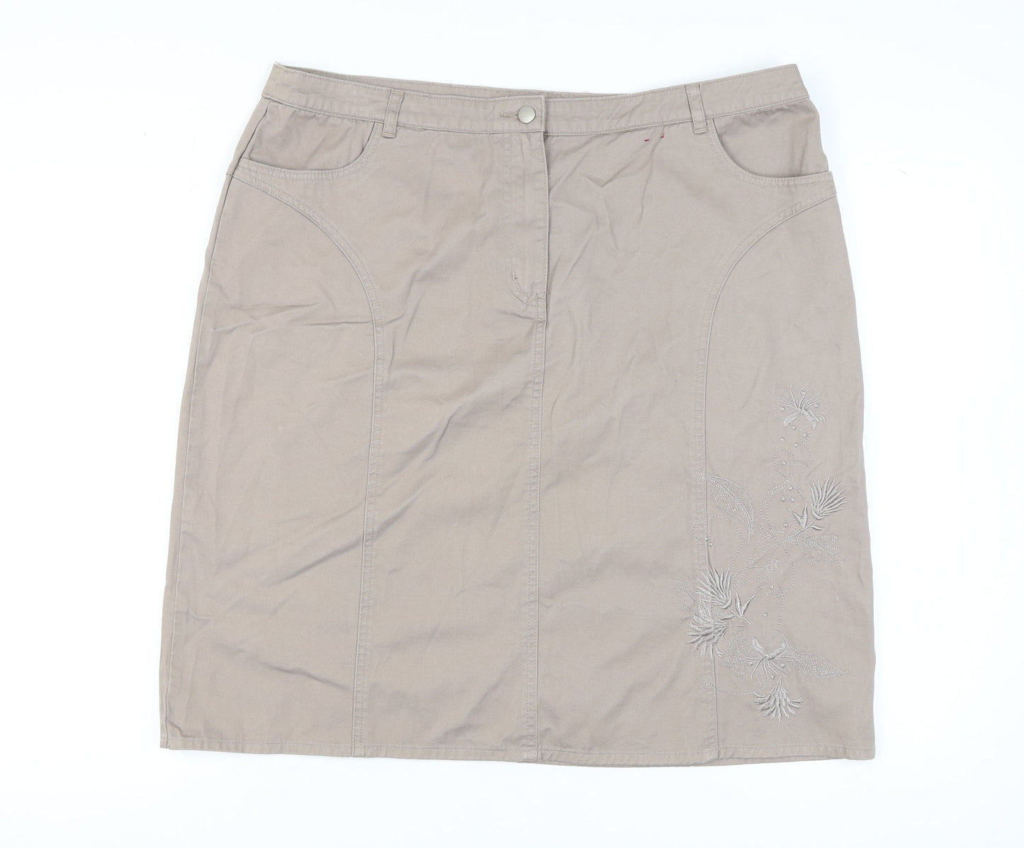 Bonmarché Women's Beige Embroidered Skirt Size 20