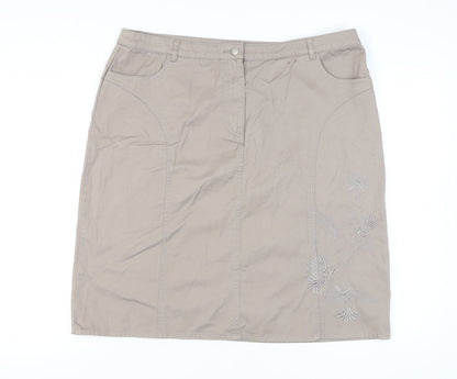 Bonmarché Women's Beige Embroidered Skirt Size 20