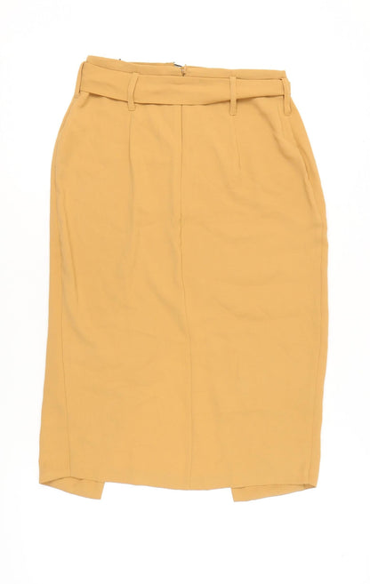Miss Selfridge Women's Midi Yellow Pencil Skirt Size 10