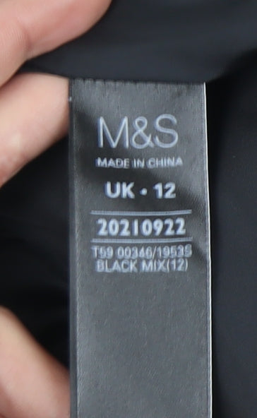 Marks and Spencer Women's Black Floral Pencil Skirt - Size 12