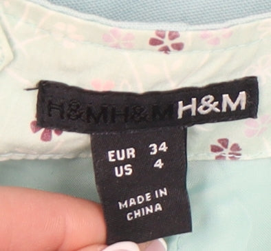 H&M Women's Blue Pleated Midi Skirt Size 6